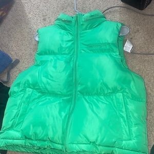 green pantone puffer vest